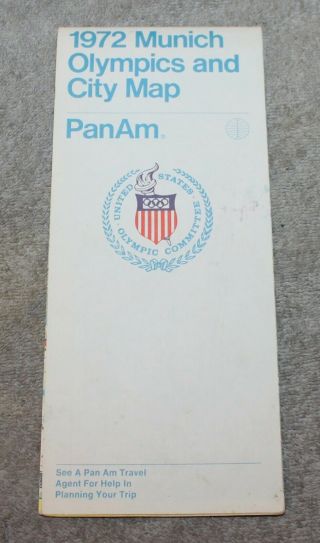 Vintage Pan Am Airlines 1972 Munich Olympics And City Map
