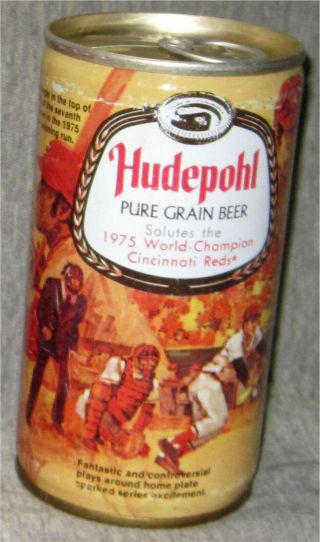 1975 Cincinnati Reds World Series Champions Baseball Hudepohl Beer Can