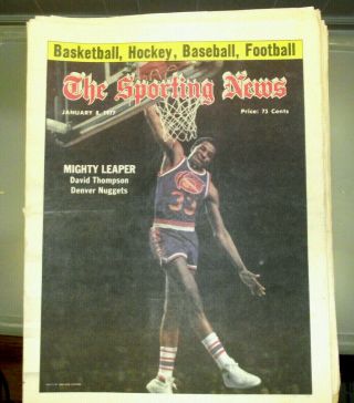 Sporting News Newspaper January 8,  1977 David Thompson Denver Nuggets Nba