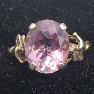 Vintage Sterling Silver Ring With Natural Oval Amethyst And Cherub Detail Sz 7.  5