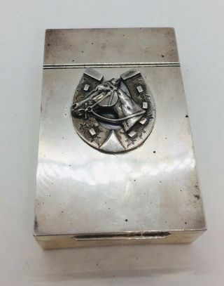 Albert Barker Antique English Sterling Silver Figural Horse Equestrian Box