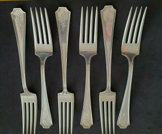 Set Of Six Gorham Fairfax Sterling Silver Dinner Forks 7 1/4  Mono.  9 Troy Oz.