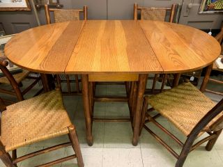 Cabin Rustic Dining Table & 6 Chairs.  Hickory Wood Bark & Oak Top.  Western