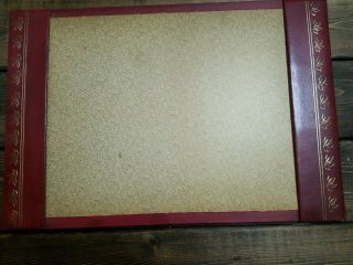 Vintage 1950s - 60s Embossed Desk Pad Blotter MCM Dark Red w/Gold 22 x 15 in 2
