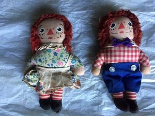 Vintage Knickerbocker 7 " Raggedy Ann And Andy Stuffed Dolls Ships