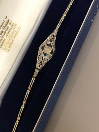 Lovely Rare Victorian Antique Old Cut Diamond & Sapphire Bracelet 18ct Gold 18k