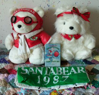 Vintage Santa Bears 1987 Boy Girl Dayton Hudson Christmas Holiday Vhs Bag