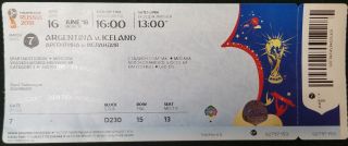Fifa World Cup Russia Football Soccer Ticket For Wc 2018 Game Argentina Iceland