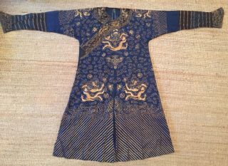 Antique Chinese Embroidered Imperial Kesi Robe Qing Dynasty Nine Dragon Robe