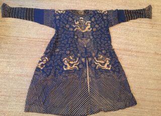 Antique Chinese Embroidered Imperial Kesi Robe Qing Dynasty Nine Dragon Robe 2