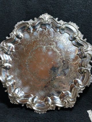 Stunning Victorian Silver Plated Salver / Tray 32cm
