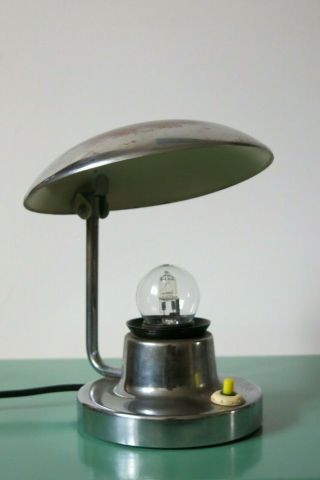 Vintage Art Deco Modernist Chrome Desk/table Lamp By Josef Hurka For Napako