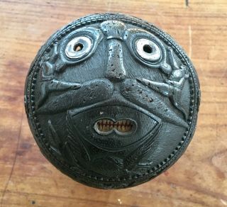 Rare 19th Century Spanish Colonial Bugbear Carved Coconut Coin Box Money Bank