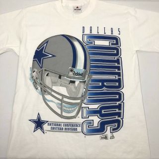 Dallas Cowboys Big Script Logo Vintage 90s Riddell T - Shirt Nfl Adult Large Usa