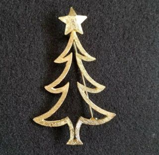 Large Vintage Mylu Goldtone & Rhinestone Christmas Tree 3 " Brooch Pin Signed