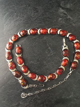 Vintage Coro Red Confetti Thermoset Necklace Bracelet Lucite Set Sparkly Xmas