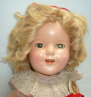 VINTAGE IDEAL SHIRLEY TEMPLE COMPOSITION DOLL W/OUTFIT & PIN 2