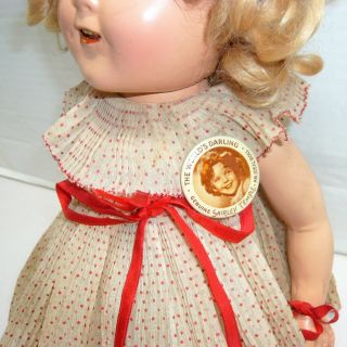 VINTAGE IDEAL SHIRLEY TEMPLE COMPOSITION DOLL W/OUTFIT & PIN 3