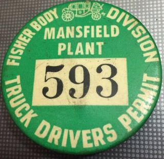 General Motors Gm Fisher Body Plant Truck Driver’s Permit Employee Badge Ontario