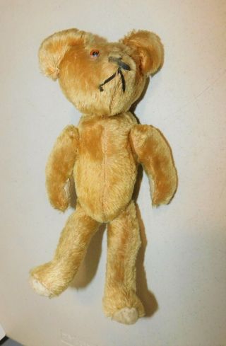 Gold Vintage Teddy Bear 12 Inch Straw Stuffed Glass Eyes Jointed Ships