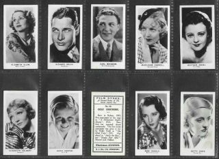 R.  J.  Lea 1934 Scarce (film Stars) Full 36 Card Set  Film Stars 2nd Series