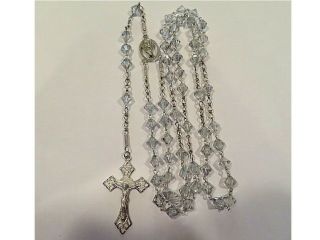Vintage Sterling Silver Cut Crystal Beads Afco Rosary
