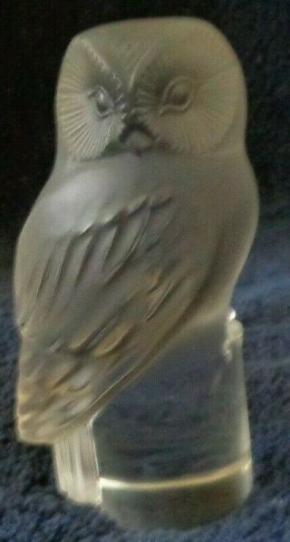 Lalique Hibou Owl Figurine Signed Vintage 1970s
