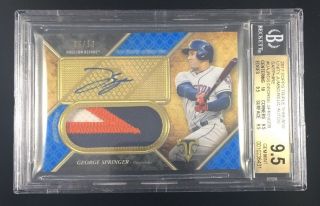 George Springer - 2017 Topps Triple Threads Unity Auto Patch 3 Color /10 Bgs 9.  5
