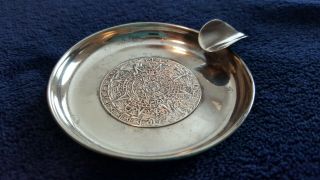 Vintage Mexican Sterling Silver Ashtray 925 Plat Mex Cigarette Mayan Coin Tray