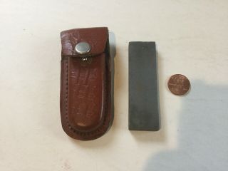 Knife Shapening Stone With Vintage Leather Case