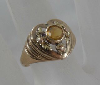 Antique Estate 10 Karat Yellow & Rose Gold Heart Ring Size 6 1/4 10k F0743