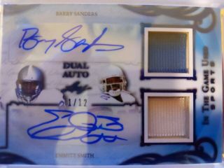 2019 Leaf In The Game Barry Sanders/emmitt Smith Dual Auto Patch Card 1/12