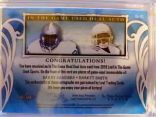 2019 Leaf In The Game Barry Sanders/Emmitt Smith Dual Auto Patch Card 1/12 2