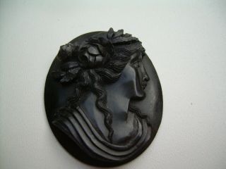 Antique Victorian Unmounted Carved Natural Whitby Jet Cameo.