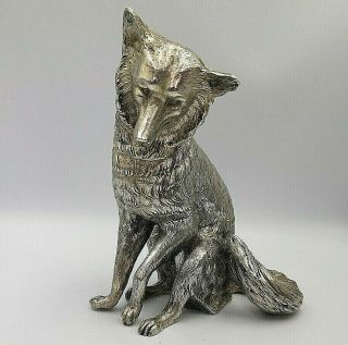 Antique Sterling Silver Fox Statue By Ludwig Neresheimer Hanau Germany.