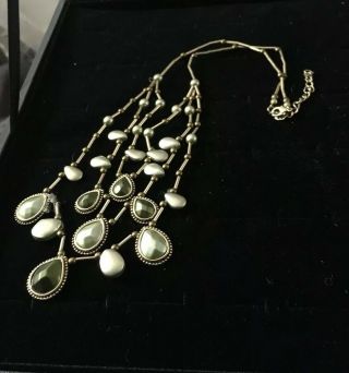 Vintage Art Deco Egyptian Revival Gold & Green Enamel Necklace Chain Pendant