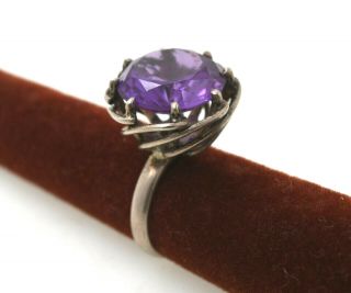 Vintage Sterling Silver Lady’s Ring Mexico W/ Faceted Amethyst Stone Sz.  6 ½