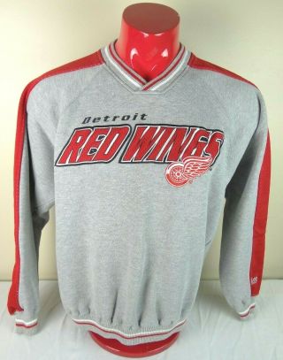 Vintage 90s Mens Size Medium Lee Sport Nhl Detroit Red Wings Gray Sweatshirt Vtg