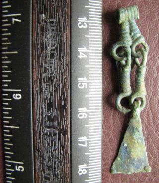 Authentic Ancient Lake Ladoga Viking Artifact Bronze Pendant Vv 9 - B