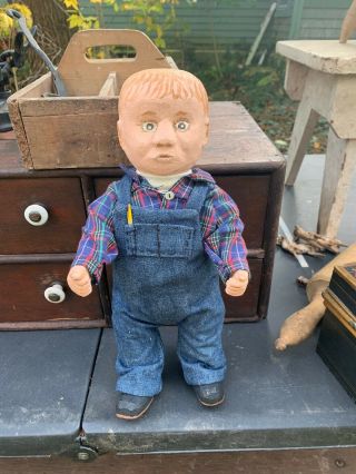 Early Vintage Folk Art Carved/painted Boy Doll