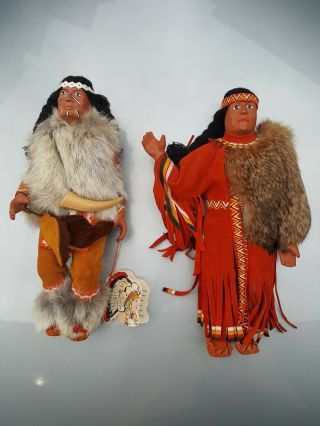 Vintage - Indian Eskimo Dolls - Native American Figures - By Indien Art Esquimo