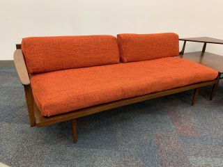Mid Century Danish Modern Beech Wood Orange Sectional Sofa Day Bed - Yugoslavia 3