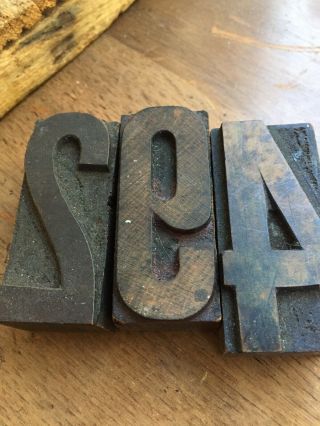 3 Vintage Wood Printing Press Blocks Letterpress Numbers 4 6/9 2