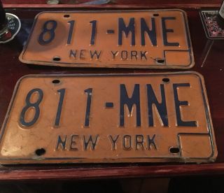 Ny License Plates Vintage Pair