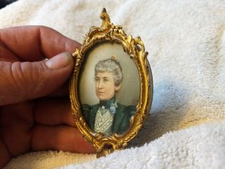 Antique Miniature Portrait / Painting Of A Woman Signed August Von Bernuth