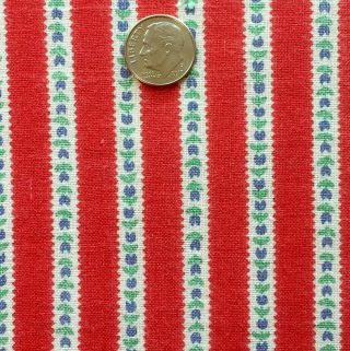 Vintage Full Feed Sack Very Small Floral On Red & White Stripes 44”x 36”