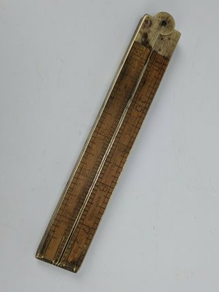 Lufkin No.  781 24  Brass And Boxwood 4 Fold Ruler - Vintage Wood