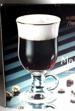 Vintage Set 4 Durobor Mazagran 24cl 8.  5oz Irish Coffee Latte Glasses 21k Gold