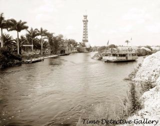 Steamer " Lady Lou " In Canal,  Miami,  Florida - Ca.  1910 - Historic Photo Print