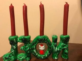 Vintage Christmas Holt Howard Santa Claus NOEL candle holder 2